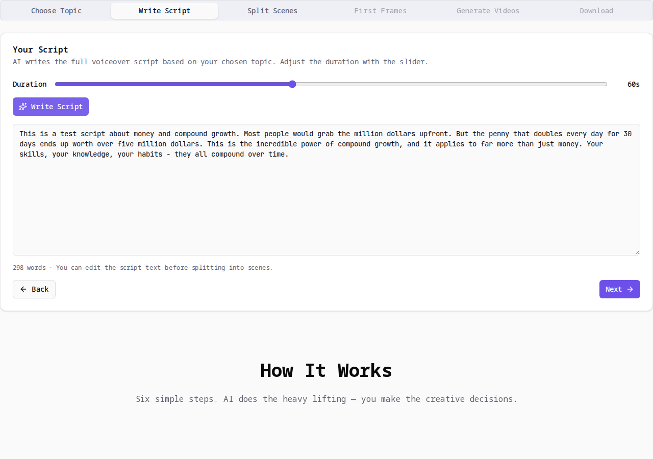 AI writes a complete voiceover script